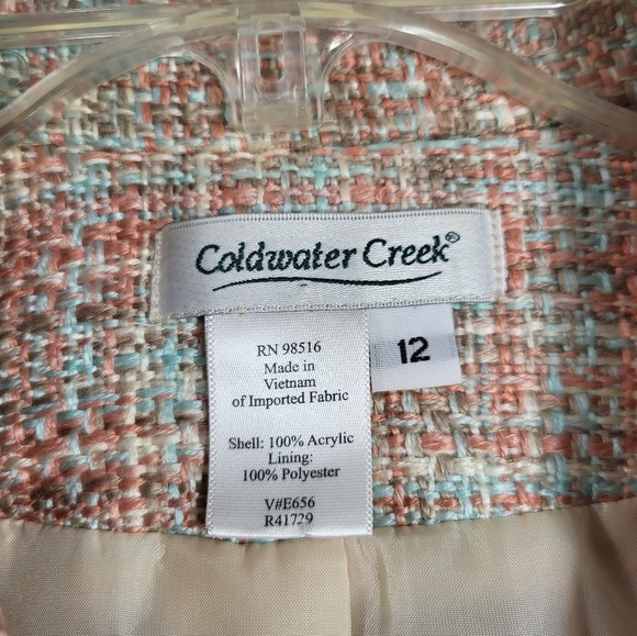 Coldwater Creek pink blue and white tweed blazer women's 12  #903 - Picture 3 of 5